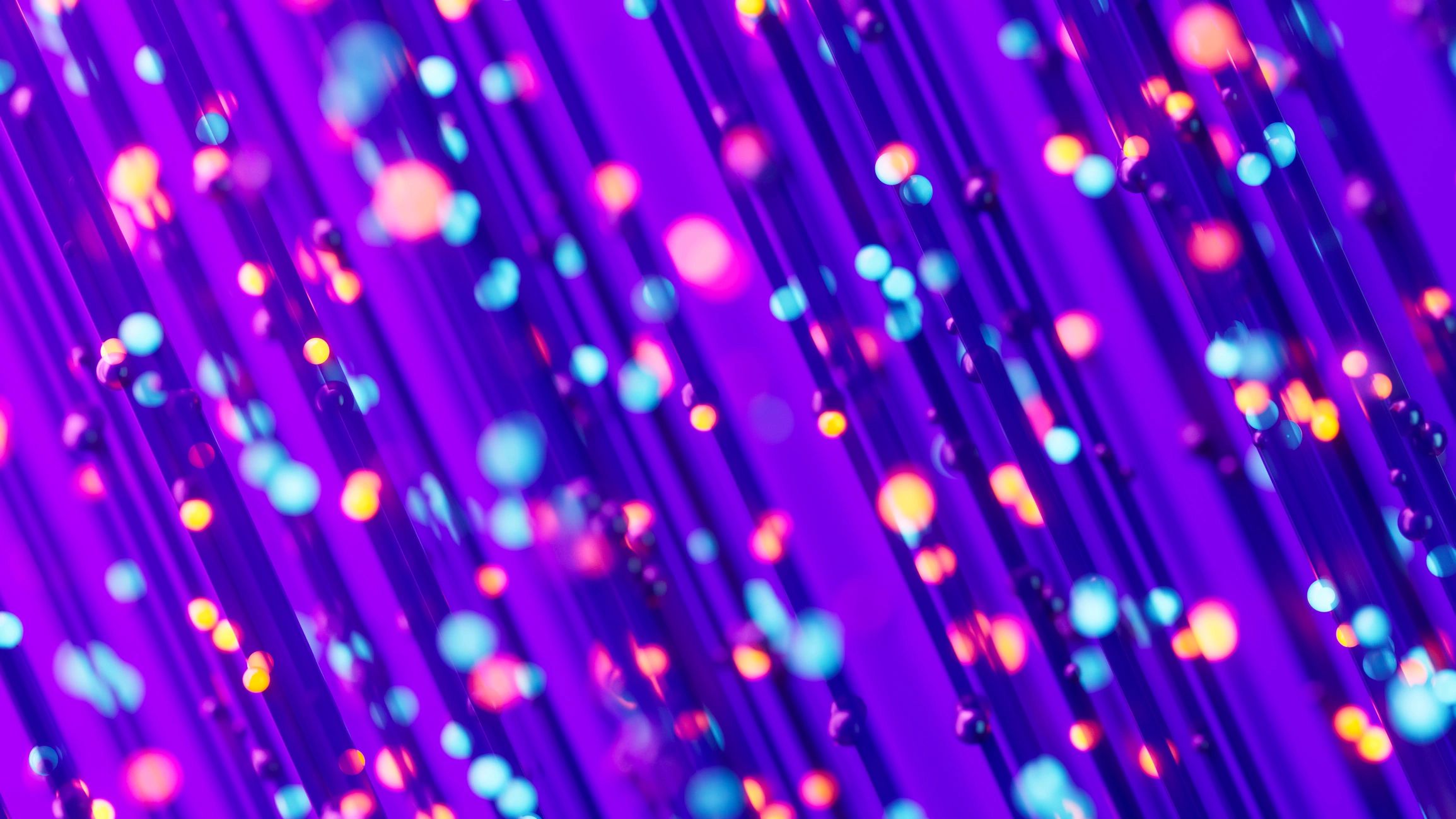 Abstract AI network with glowing purple data lines